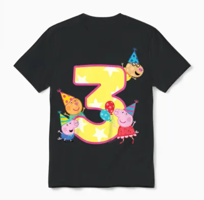 Peppa Pig Crew 3 Geburtstag Unisex T-Shirt - Black