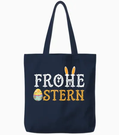 Frohe Ostern Mit Osterei Und Hasenohren Tote Bags - Navy