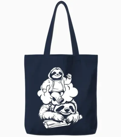 Sloth Funny Tote Bags - Navy