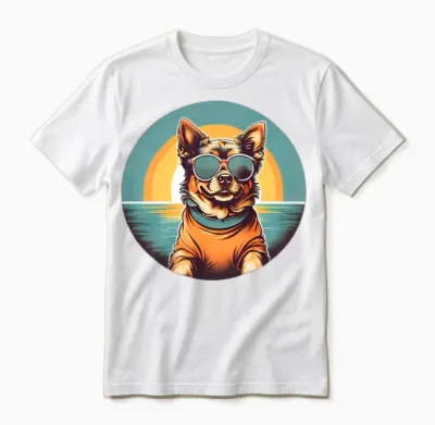 Retro Funny Dog Wearing Sunglasses Retro Sunshine Unisex T-Shirt - White