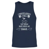 Office Worker Survived Meeting Email Coffee Unisex Tank Top - Navy – 2