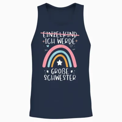 I Will Big Sister 2024 Rainbow Baby Shower T-Shirt, Black Unisex Tank Top - Navy