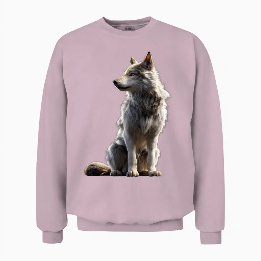 Loup Motif J'aime Les Loups Meute De Loups Loup Sauvage Manche Longue Unisex Sweatshirt in Light Pink