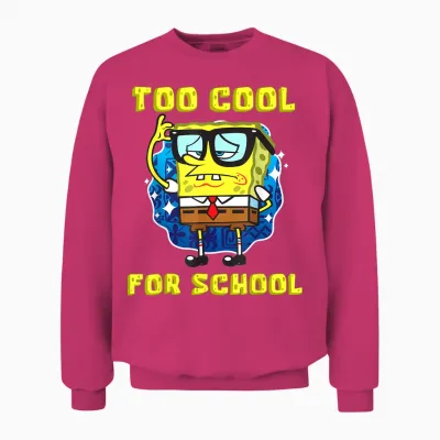 Mademark X Spongebob Squarepants - Spongebob Too Cool for School Wearing Glasses for Boys Girls Unisex Sweatshirt - Heliconia