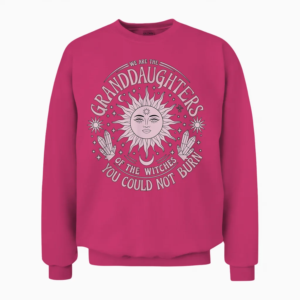 Sorcière Solaire Petite-Fille, Sorcière Magique Soleil Cristal Amusant Unisex Sweatshirt in Heliconia