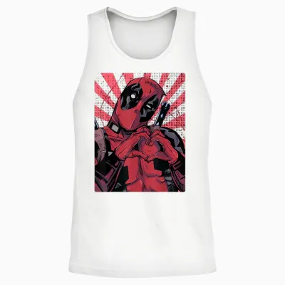 Marvel Deadpool Heart Hands T-Shirt, Black, S Unisex Tank Top - White