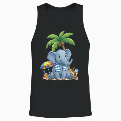 éléphant à La Plage En été Unisex Tank Top - Black