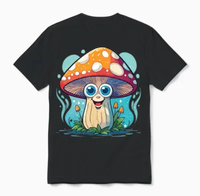 Funny Mushroom Unisex T-Shirt - Black