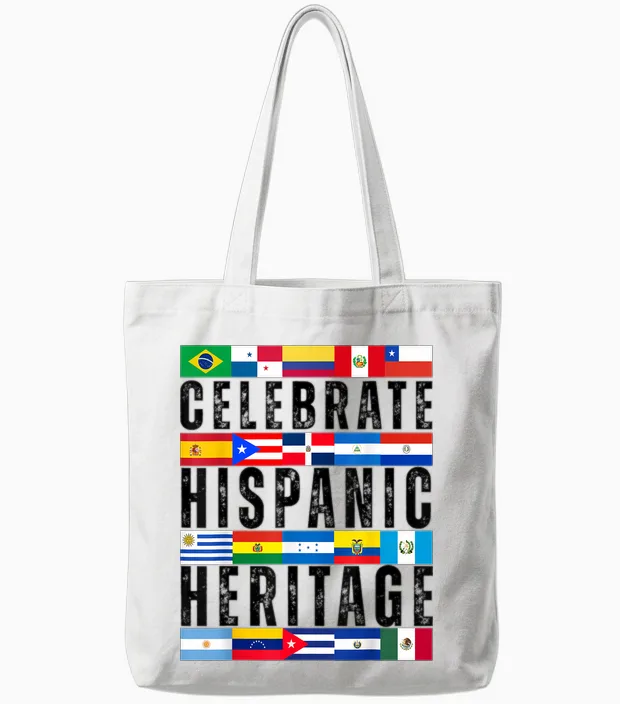 Hispanic Countries Flags Celebrate Hispanic Heritage Month Tote Bags in White