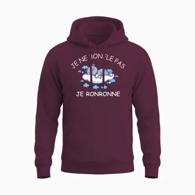 Je Ne Pas Snoring Cat Pyjama Man Grandpa Snorer Long Sleeve, Black, S Unisex Hoodie - Maroon