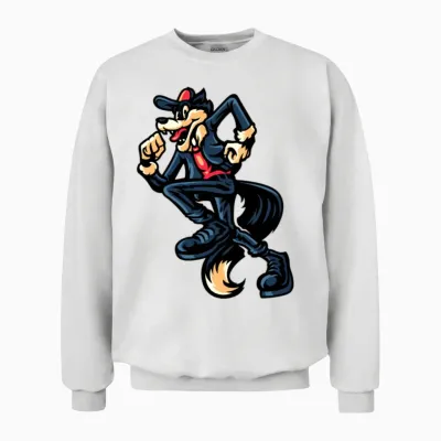 Retro Dancing Wolf Unisex Sweatshirt - White