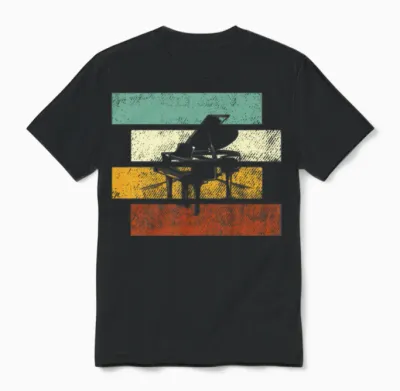 Piano Retro Unisex T-Shirt - Black