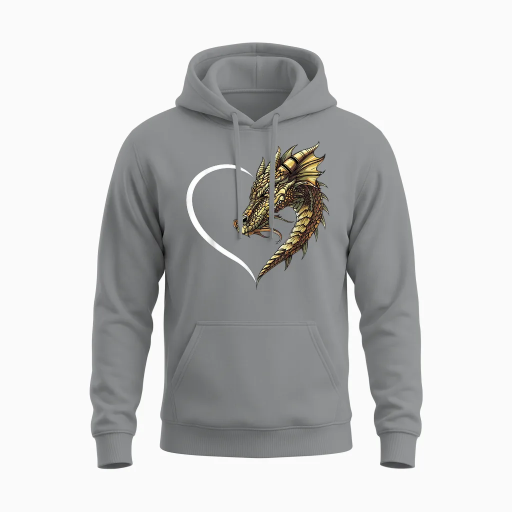 Drachen-T-Shirts Für Damen, Mädchen, Kinder, Drachen-T-Shirt, Herz Unisex Hoodie in Sport Grey