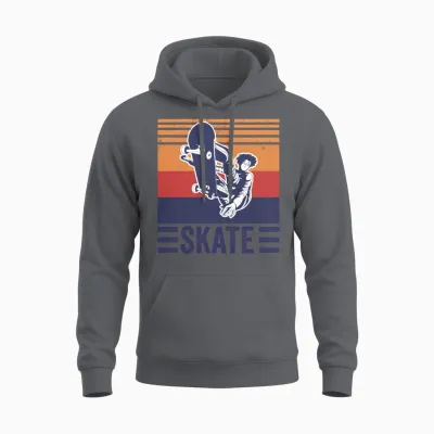 Skateboard Skate Skateboarder Retro Unisex Hoodie - Charcoal
