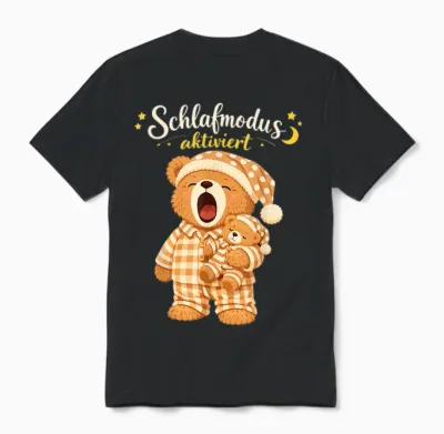 Schlafshirt Nacht Schlafen Schlafanzug Teddybär Schlaf Unisex T-Shirt - Black