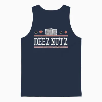 Deez Nuts Funny Poker Player Unisex Tank Top - Navy
