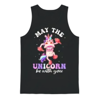 Funny Mythical Creatures, Dinosaurs, Funny Unicorn Unisex Tank Top - Black – 1