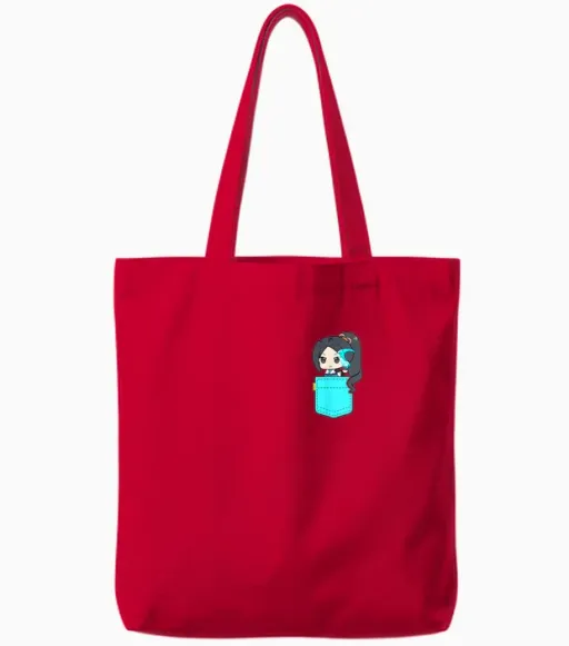 Chibi Pocket Sage Valorant Gaming | Mignon T-Shirt, Black, S Tote Bags - Red
