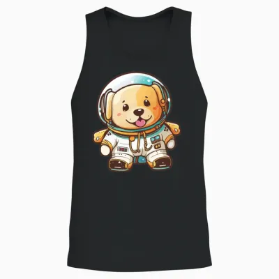 Dog with Space Suit, Astronaut Dog Unisex Tank Top - Black