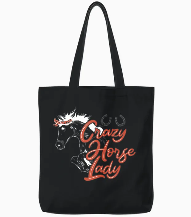 Horse Riding Equestrian Horse Lover Tote Bags in Black