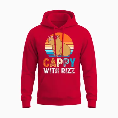 Capybara Rodent Wearing Sunglasses Unisex Hoodie - Red