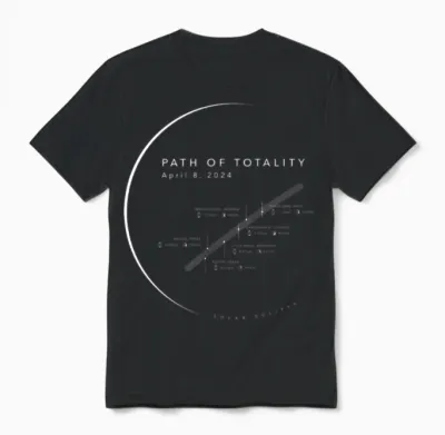 Total Eclipse 2024 Path of Totality Unisex T-Shirt - Black