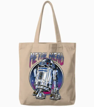 Star Wars R2d2 Metal Head Vintage Disney+ Tote Bags - Natural