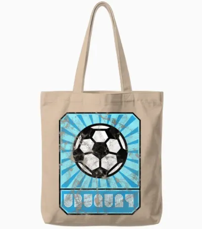 Uruguay Soccer Retro Tote Bags - Natural