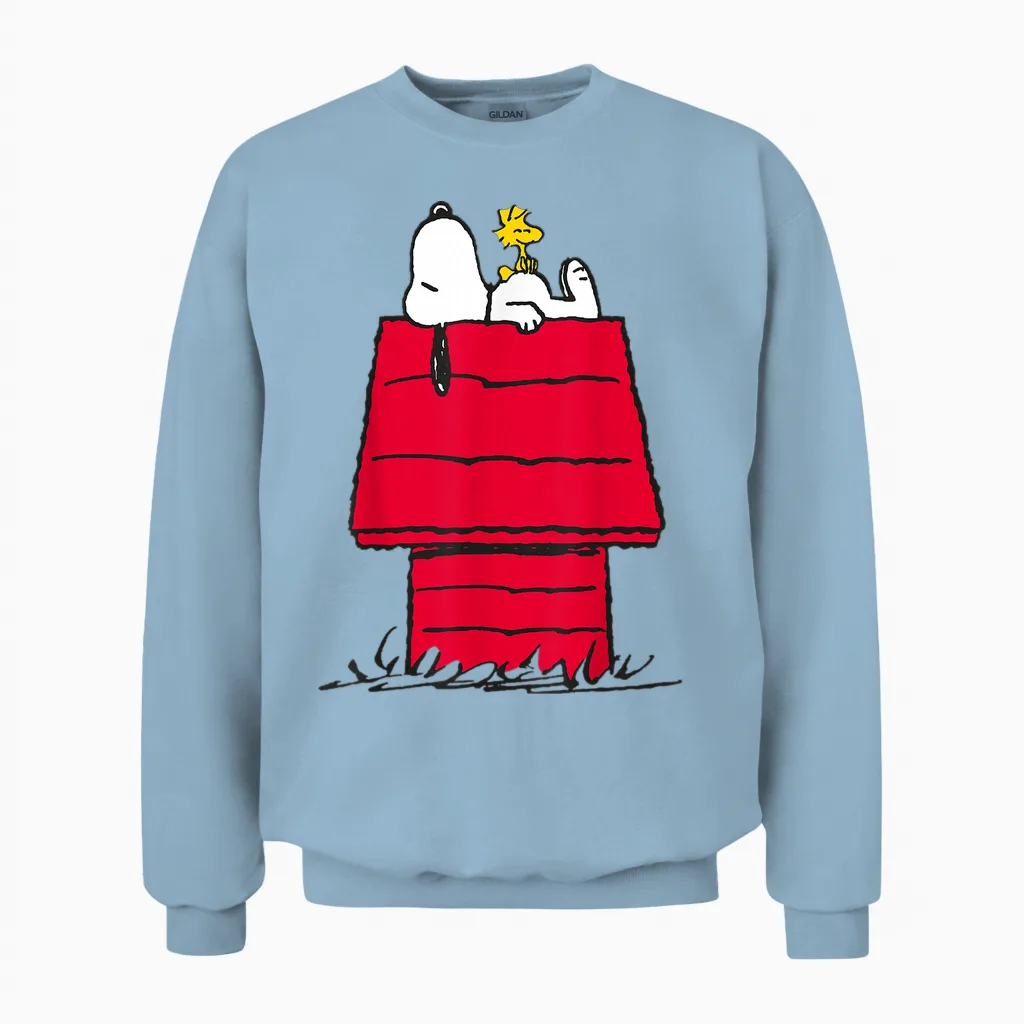 Peanuts Snoopy Woodstock Niche Pour Chien Happy Friends Art Classique Unisex Sweatshirt in Light Blue