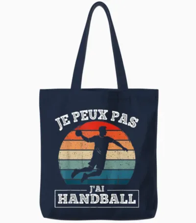 Je Peux Pas J'ai Handball Humour Handball Player Hand Fan Tote Bags - Navy