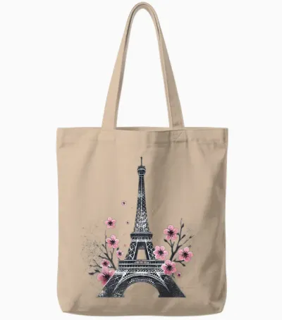 Eiffel Tower Tote Bags - Natural