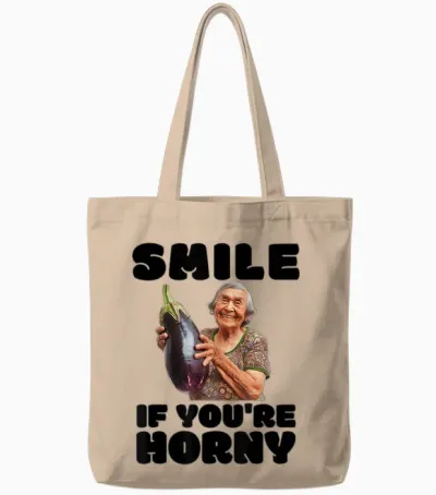 Lustige Geile Aubergine Old Lady Unappropriate Peinlich Tote Bags - Natural