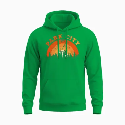 Vintage Park City Utah Fan Retro Cool Sunset Unisex Hoodie - Irish Green
