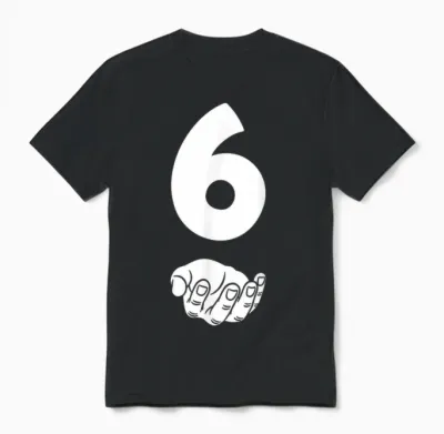 6 Number Six Funny Hands Meme School Teen Kid Matching Unisex T-Shirt - Black