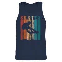 Retro Vintage Skater Skateboarder Unisex Tank Top - Navy – 2