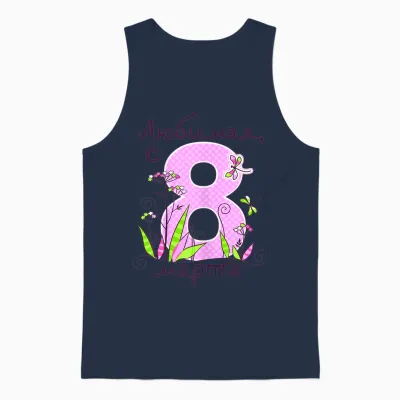 8 March Russia World Women's Day Gift Cccp T-Shirt, White Unisex Tank Top - Navy
