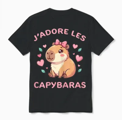 J'adore Les Capybaras Pour Fille Fan De Capybara Unisex T-Shirt - Black