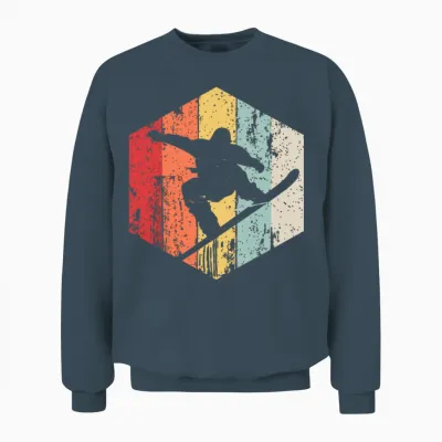Snowboarding Retro Style Snowboarder Unisex Sweatshirt - Dark Heather