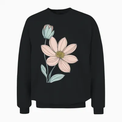 Soft Flower Unisex Sweatshirt - Black