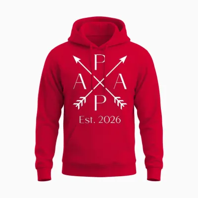 Papa Est. 2026 Father 2026 First Time Dad 2026 Unisex Hoodie - Red