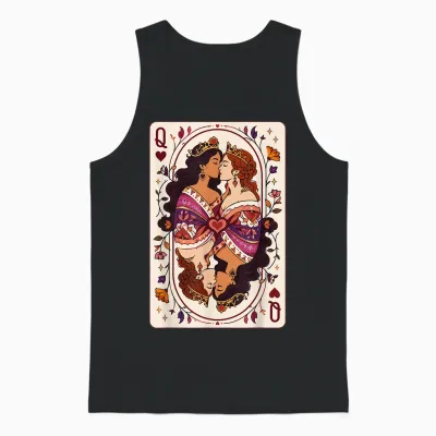 Lesbian Pride Month Lgbtq Queen Hearts Kartenmotiv Unisex Tank Top - Black
