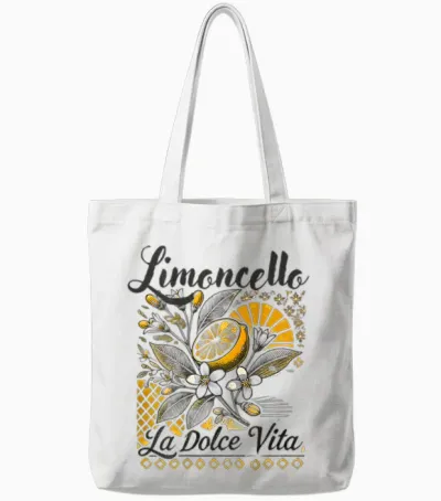 Limoncello | La Dolce Vita Social Club Zitronen Backprint Tote Bags - White