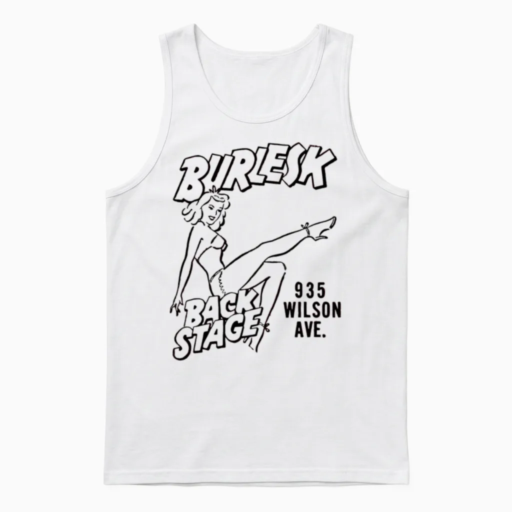 Retro Burlesk Back Stage Unisex Tank Top in White
