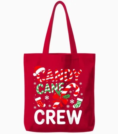 Candy Cane Crew Shirt Adult Men Women Kids Christmas Pajamas Tote Bags - Red