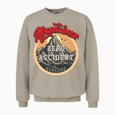 Zero Accident Mountain Explore Badge Unisex Sweatshirt - Sand