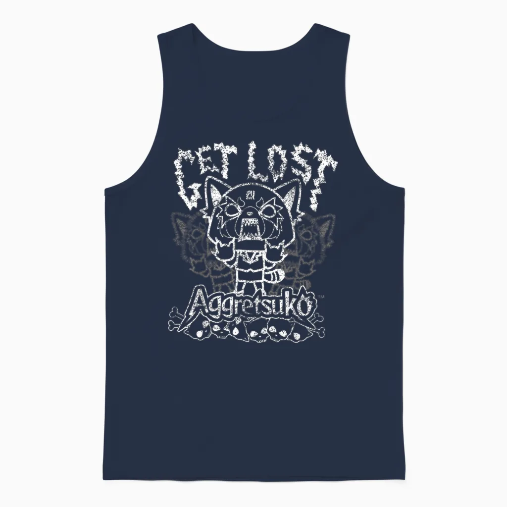 Aggretsuko "get Lost" Rage Unisex Tank Top in Navy