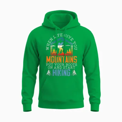 Hike Mountains Climbing Hiker Trek I Love Hiking Unisex Hoodie - Irish Green