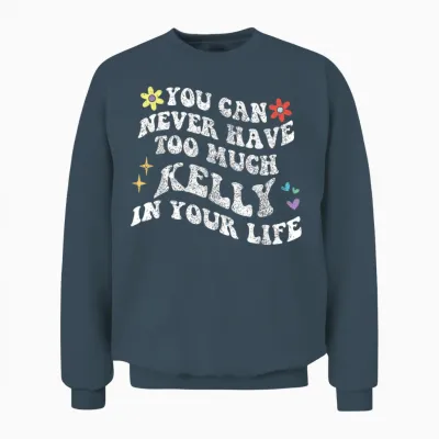 Retro Groovy Du Kannst Nie Zu Viel Kelly in Deinem Leben Haben Unisex Sweatshirt - Dark Heather