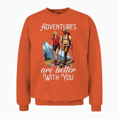 Hiking Couple Hiking Buddy Mountain Climbing Hiker Unisex Sweatshirt - Orange