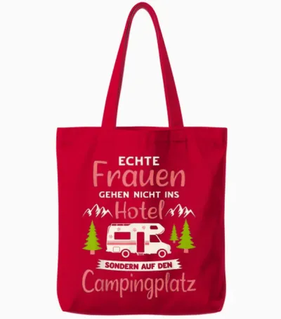 Wohnmobil Zubehör & Geschenke Für Camper Echte Frauen Campingplatz Camper T-Shirt Schwarz Klein Eu 38-40 Tote Bags - Red
